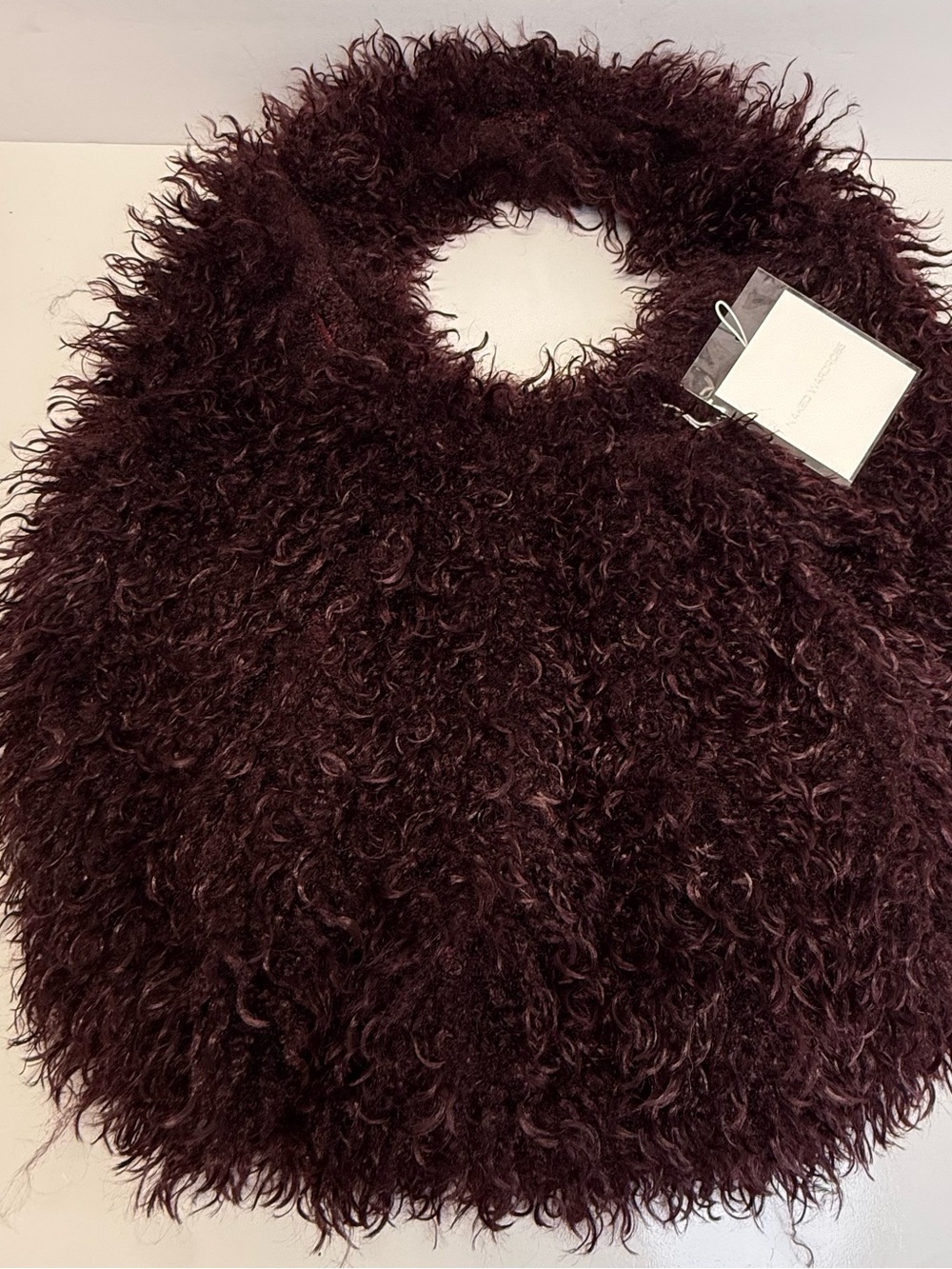 Naked Wardrobe Fur Plush Bag Shoulder Tote Dark Plum Purple New NWT Fluffy - Picture 5 of 14